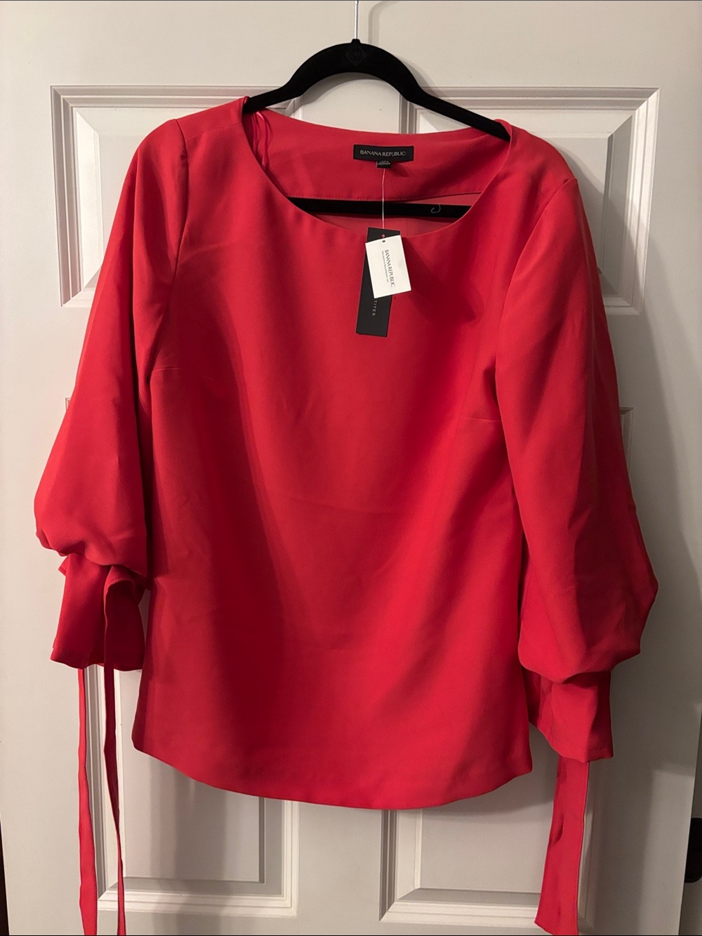 Banana Republic Vibrant Red Tie-Sleeve Blouse
